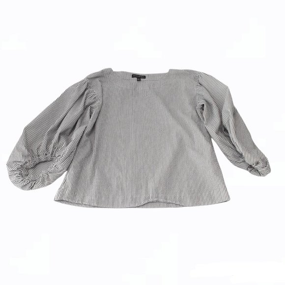 💖 Banana Republic Striped Seersucker Top Balloon Sleeve Size S - Picture 4 of 10